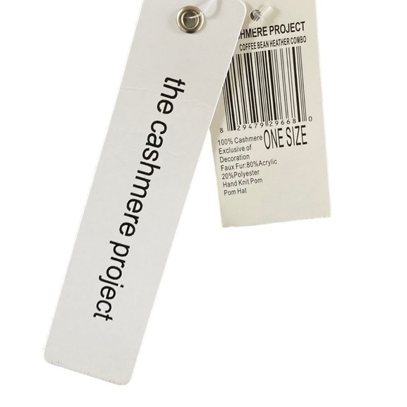 The Cashmere Project NWT Hat Cashmere Pom Pom Beanie Coffee Bean Heather Combo - Picture 3 of 7